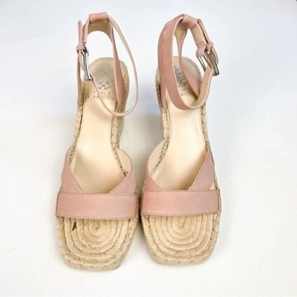 VINCE CAMUTO WOMENS MEEHAN TAN ESPADRILLE WEDGE SANDAL SIZE 10M